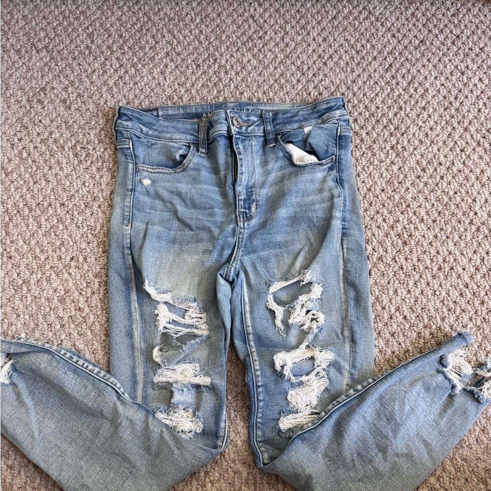 American Eagle Outfitters Blue Skinny Jeans Distressed